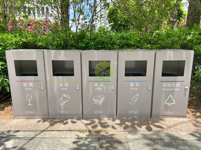 深圳公園戶外不銹鋼垃圾桶烤漆果皮箱